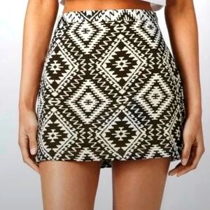 Topshop Black and White Geometric Mini Skirt 6